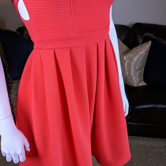 💰Ya Los Angeles Fit and Flare Dress Coral Pink - Picture 6 of 8